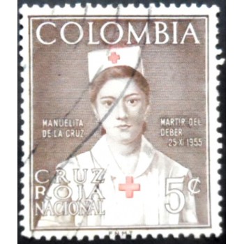 Selo postal da Colômbia de 1961 Manuelita de la Cruz marrom