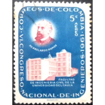 Selo postal da Colômbia de 1962 Abelardo Ramos and Engineering School