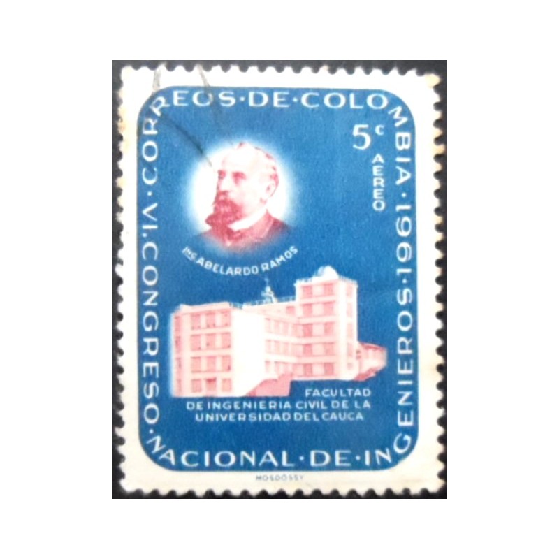 Selo postal da Colômbia de 1962 Abelardo Ramos and Engineering School