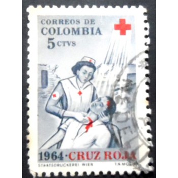 Selo postal da Colômbia de 1965 Nurse with the injured party