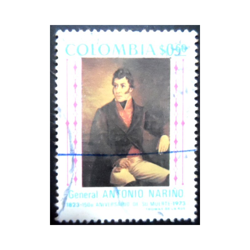 Selo postal da Colômbia de 1973 General Antonio Nariño