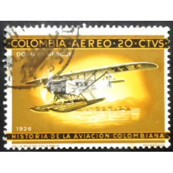 Selo postal da Colômbia de 1966 Dornier Mercur