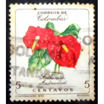 Selo postal da Colômbia de 1960 Anthurium Andreanum U