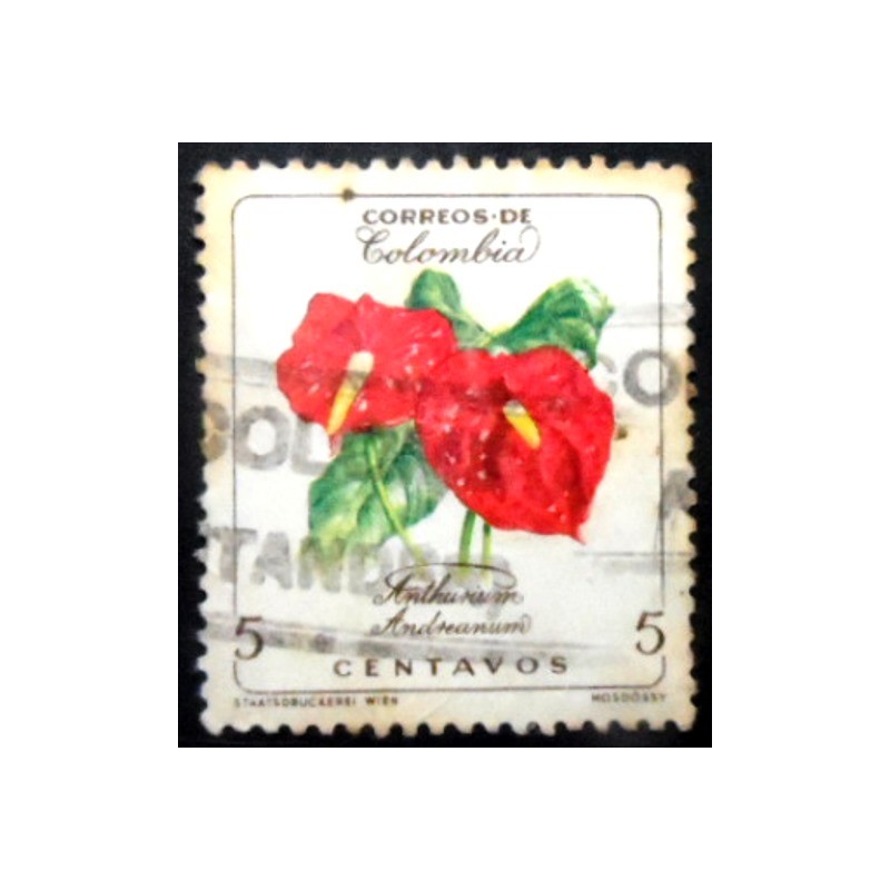 Selo postal da Colômbia de 1960 Anthurium Andreanum U