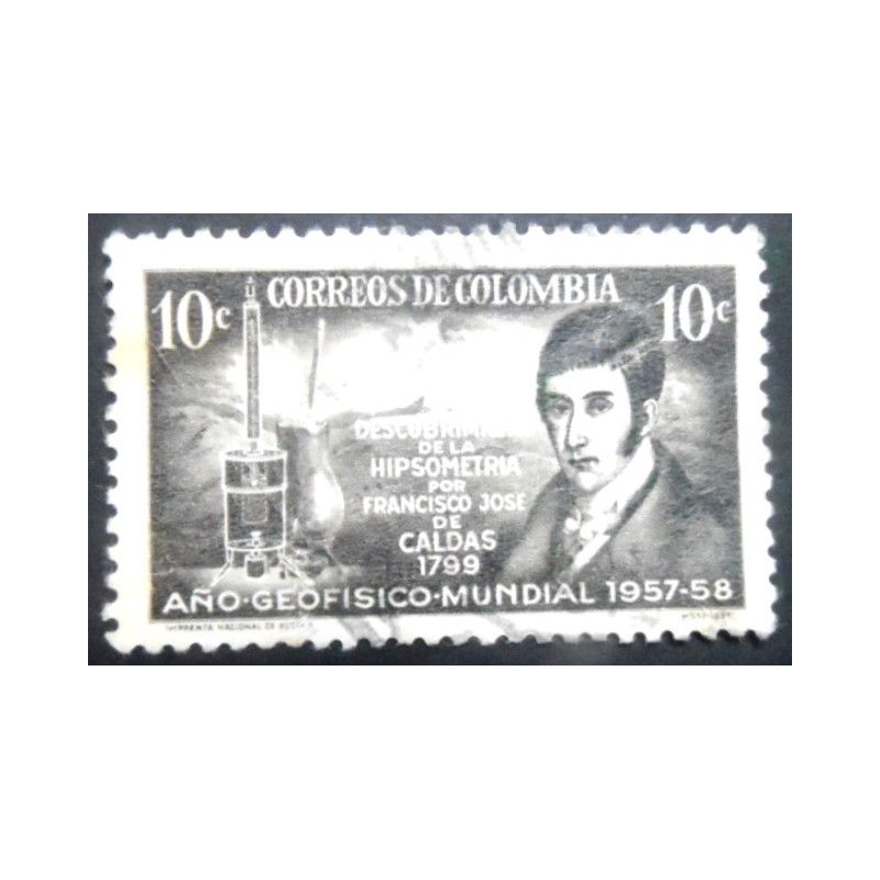 Selo postal da Colômbia de 1958 Francisco Jose de Caldas