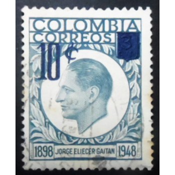 Imagem similar à do selo postal da Colômbia de 1959 Jorge Eliecer Gaitan