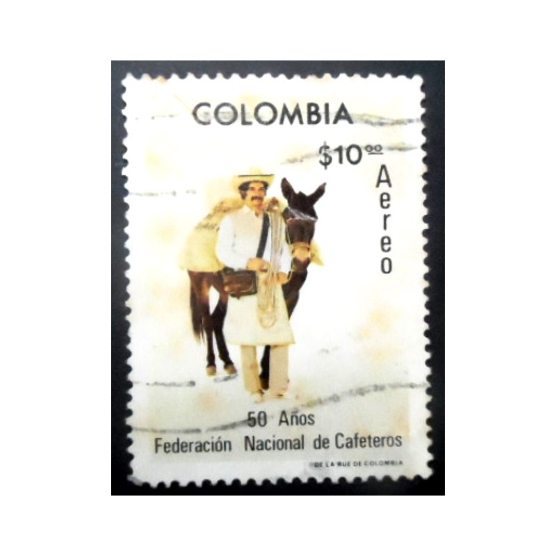 Selo postal da Colômbia de 1977 Coffee Grower Pack Mule