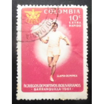 Selo postal da Colômbia de 1961 Torch Bearer