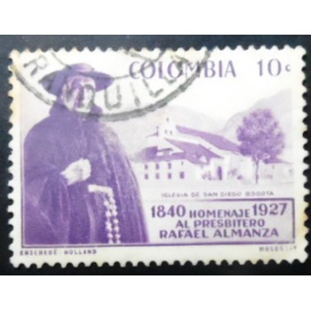 Selo postal da Colômbia de 1956 Father Rafael Almanza 10