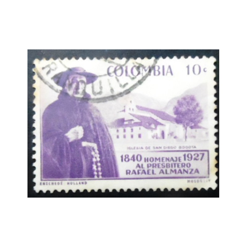 Selo postal da Colômbia de 1956 Father Rafael Almanza 10