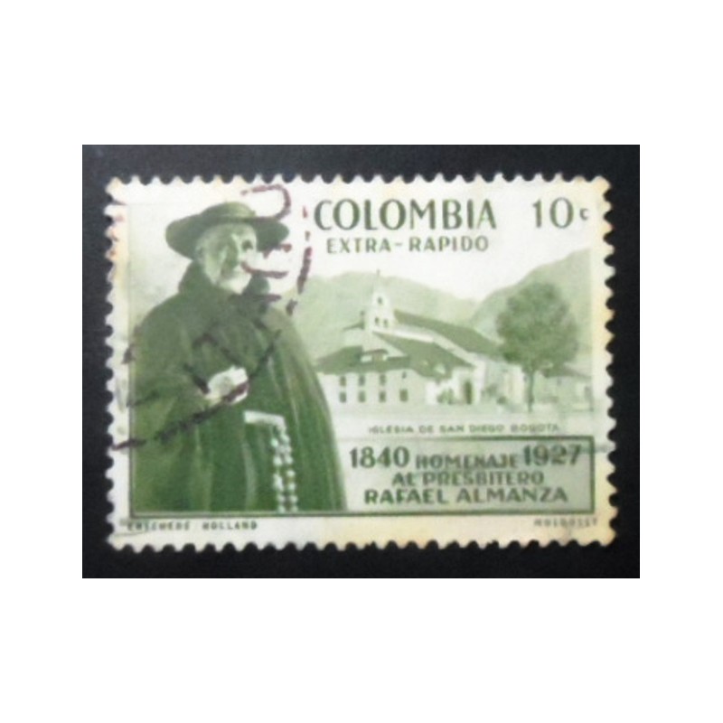 Selo postal da Colômbia de 1956 Father Rafael Almanza 10 AR