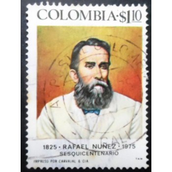 Selo postal da Colômbia de 1975 Rafael Nuñez