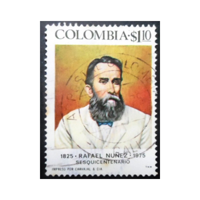 Selo postal da Colômbia de 1975 Rafael Nuñez