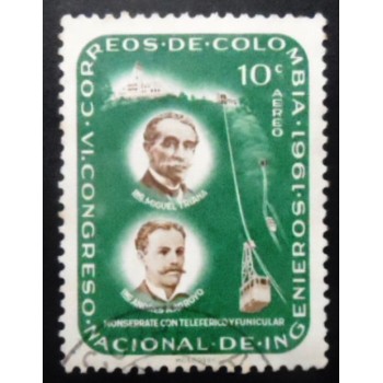 Selo postal da Colômbia de 1962 Miguel Triana and Andres A. Arroyo