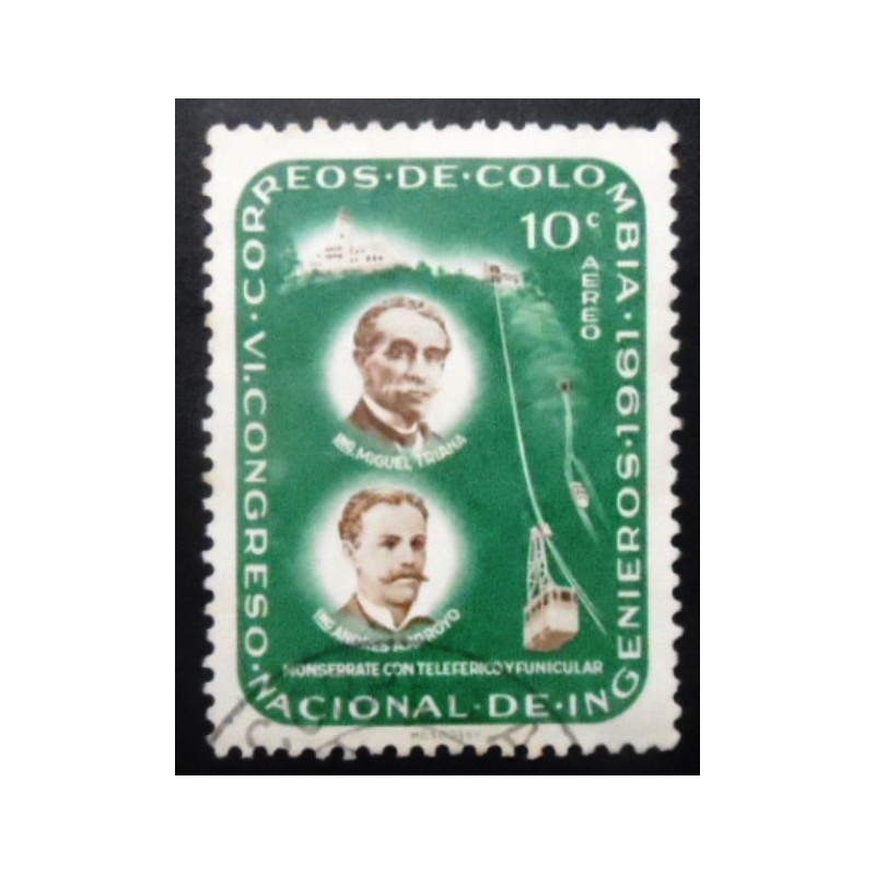 Selo postal da Colômbia de 1962 Miguel Triana and Andres A. Arroyo