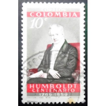 Imagem similar à do selo postal da Colômbia de 1960 Alexander von Humboldt