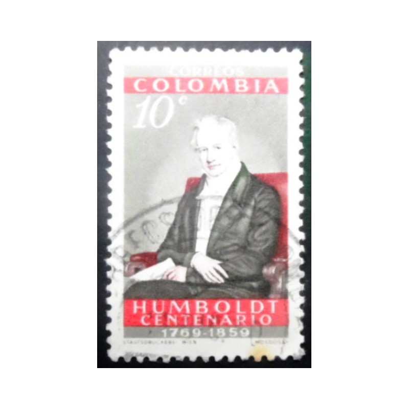 Imagem similar à do selo postal da Colômbia de 1960 Alexander von Humboldt