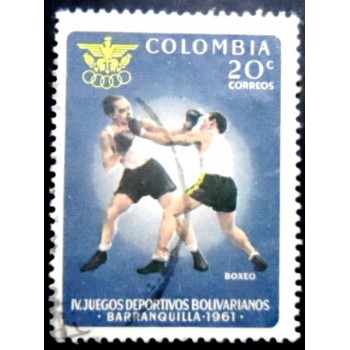 Selo postal da Colômbia de 1961 Boxers