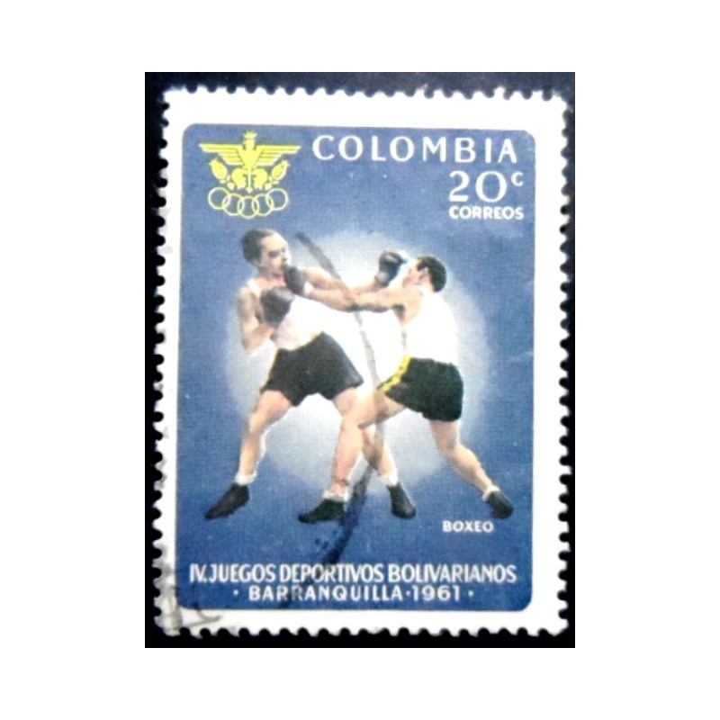 Selo postal da Colômbia de 1961 Boxers