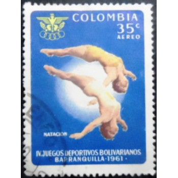 Selo postal da Colômbia de 1961 Women Divers