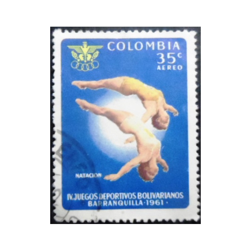 Selo postal da Colômbia de 1961 Women Divers