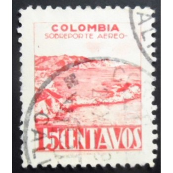 Selo postal da Colômbia de 1945 Bay of Santa Marta 15