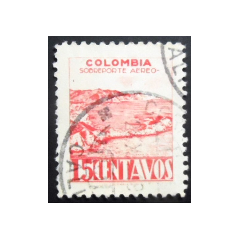 Selo postal da Colômbia de 1945 Bay of Santa Marta 15