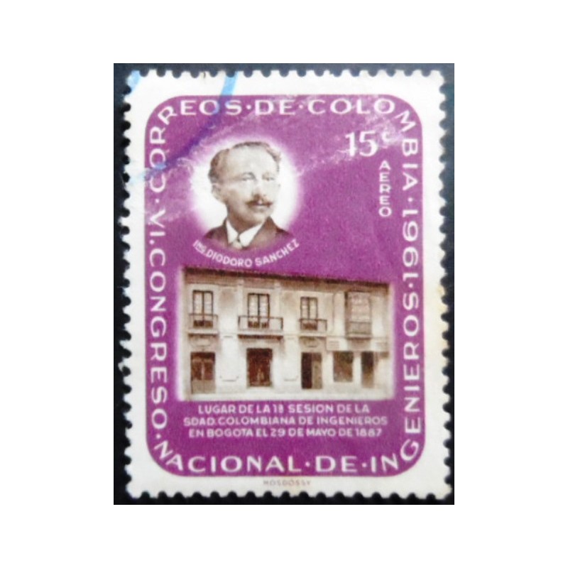 Selo postal da Colômbia de 1962 Diodoro Sánchez