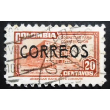 Selo postal da Colômbia de 1948 Ministry of Post and Telegraphs 20