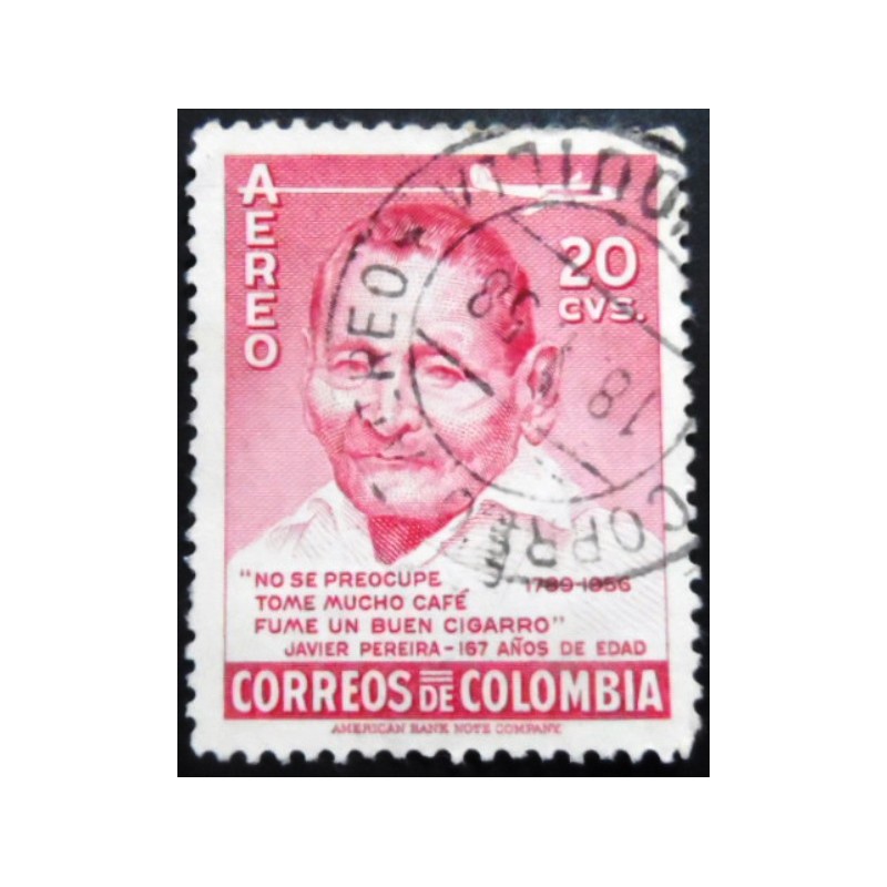 Selo postal da Colômbia de 1956 Javier Pereira