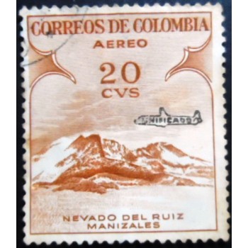 Selo postal da Colômbia de 1959 - Nevado del Ruiz Overprinted 20