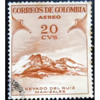 Imagem similar à do selo postal da Colômbia de 1954 Nevado del Ruiz 20