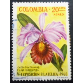 Selo postal da Colômbia de 1965 Cattleya Trianae