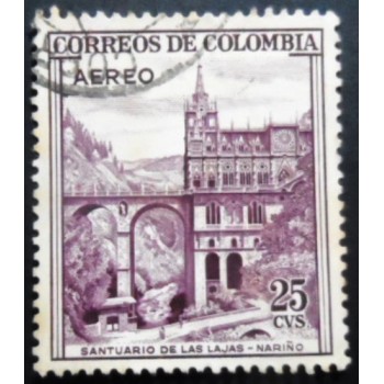 Selo postal da Colômbia de 1958 Las Lajas Sanctuary 25