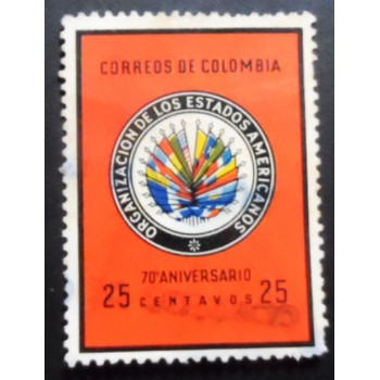 Selo postal da Colômbia de 1962 Flags of American Nations U