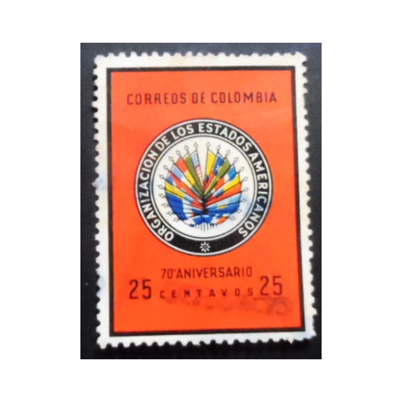 Selo postal da Colômbia de 1962 Flags of American Nations U