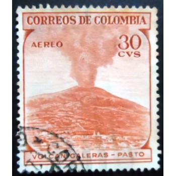 Selo postal da Colômbia de 1954 Galeras Volcano 30