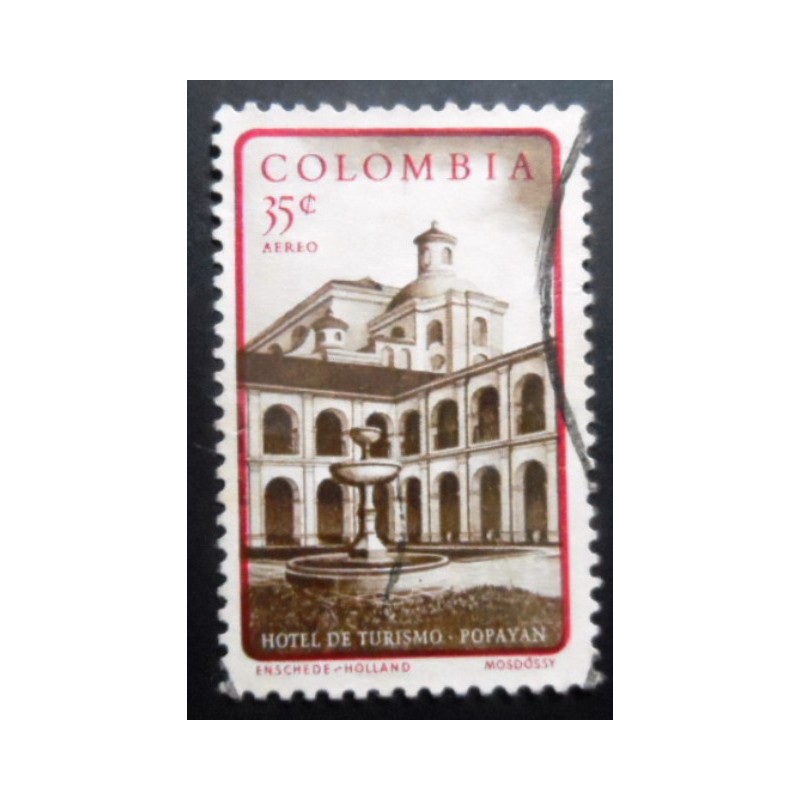 Selo postal da Colômbia de 1961 Monastery Hotel in Popayán