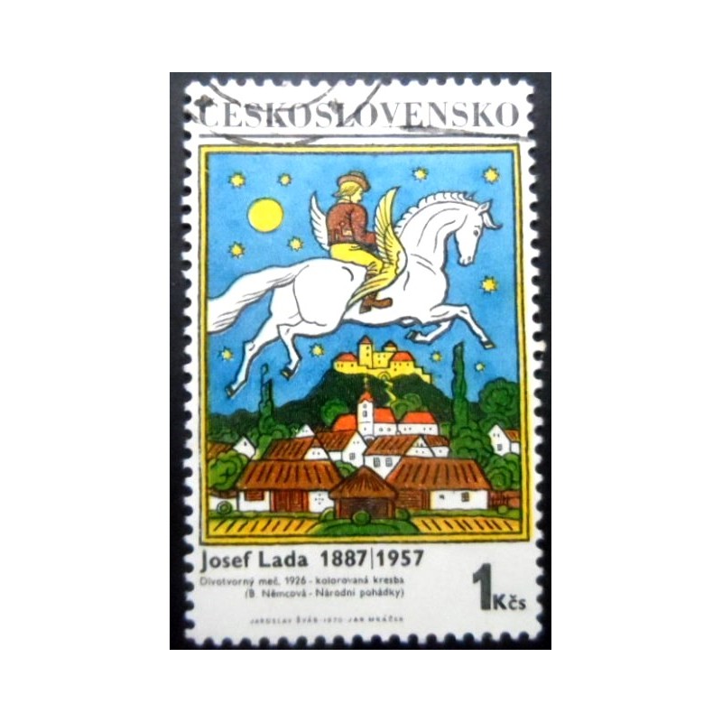 Selo postal da Tchecoslováquia de 1970 The Magic Horse by Josef Lada