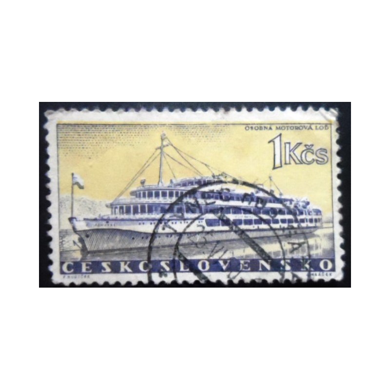 Selo postal da Tchecoslováquia de 1961 Komano Tourist steamer