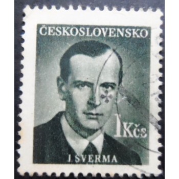 Imagem similar à do selo postal da Tchecoslováquia de 1949 Jan Šverma