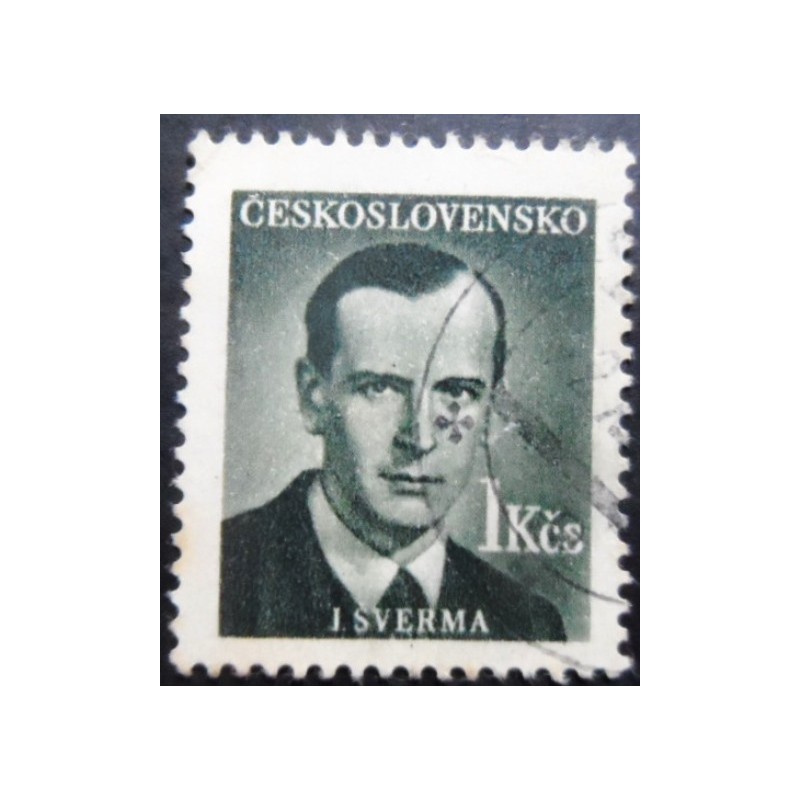 Imagem similar à do selo postal da Tchecoslováquia de 1949 Jan Šverma