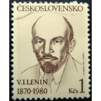 Selo postal da Tchecoslováquia de 1980 Vladimir Lenin