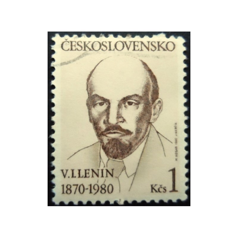 Selo postal da Tchecoslováquia de 1980 Vladimir Lenin