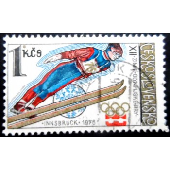 Selo postal da Tchecoslováquia de 1983 Ski Jumping