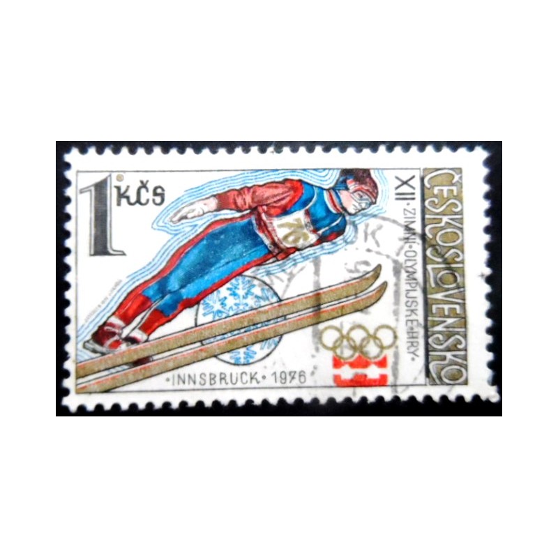 Selo postal da Tchecoslováquia de 1983 Ski Jumping