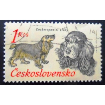 Selo postal da Tchecoslováquia de 1973 Cocker Spaniel