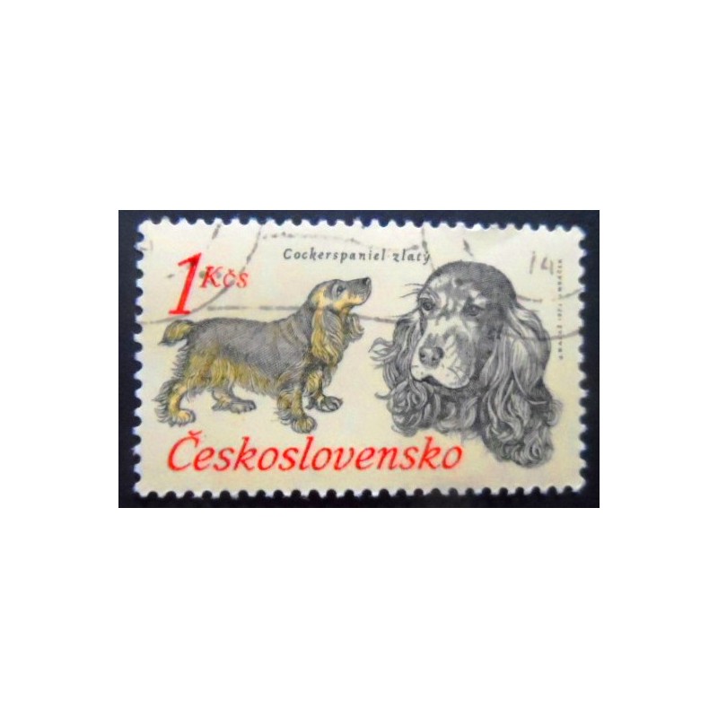 Selo postal da Tchecoslováquia de 1973 Cocker Spaniel