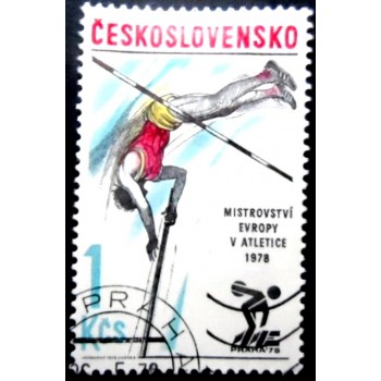 Selo postal da Tchecoslováquia de 1978 Pole Vault