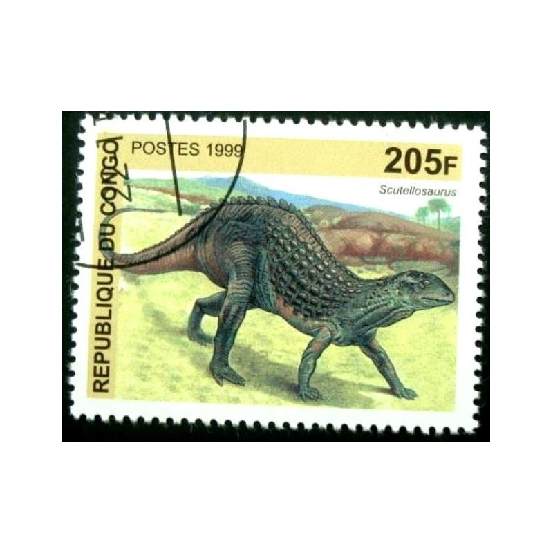 Selo postal da Rep. Popular do Congo de 1999 Scutellosaurus NCC